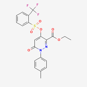 Ethyl 6-oxo-1-(p-tolyl)-4-(((2-(trifluoromethyl)phenyl)sulfonyl)oxy)-1,6-dihydropyridazine-3-carboxylate