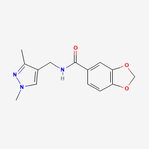molecular formula C14H15N3O3 B2831315 N-((1,3-二甲基-1H-吡唑-4-基)甲基)苯并[d][1,3]二噁烷-5-羧酰胺 CAS No. 942723-87-7