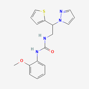molecular formula C17H18N4O2S B2831322 1-(2-(1H-pyrazol-1-yl)-2-(thiophen-2-yl)ethyl)-3-(2-methoxyphenyl)urea CAS No. 2034437-83-5