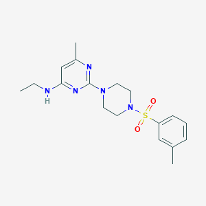 molecular formula C18H25N5O2S B2831329 N-乙基-6-甲基-2-(4-(间甲苯磺酰)哌嗪-1-基)嘧啶-4-胺 CAS No. 923246-33-7