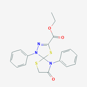 molecular formula C19H17N3O3S2 B283133 Ethyl 8-oxo-1,9-diphenyl-4,6-dithia-1,2,9-triazaspiro[4.4]non-2-ene-3-carboxylate 