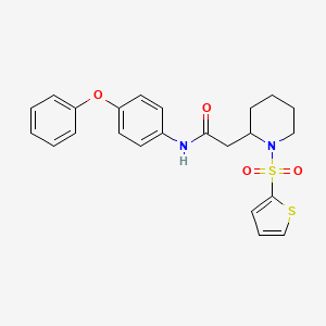 molecular formula C23H24N2O4S2 B2831333 N-(4-苯氧基苯基)-2-(1-(噻吩-2-基磺酰)哌啶-2-基)乙酰胺 CAS No. 941911-62-2