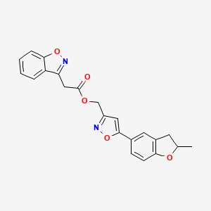 molecular formula C22H18N2O5 B2831334 (5-(2-Methyl-2,3-dihydrobenzofuran-5-yl)isoxazol-3-yl)methyl 2-(benzo[d]isoxazol-3-yl)acetate CAS No. 1203243-61-1