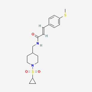 molecular formula C19H26N2O3S2 B2831338 (E)-N-((1-(cyclopropylsulfonyl)piperidin-4-yl)methyl)-3-(4-(methylthio)phenyl)acrylamide CAS No. 1798397-43-9