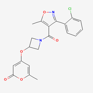 4-((1-(3-(2-chlorophenyl)-5-methylisoxazole-4-carbonyl)azetidin-3-yl)oxy)-6-methyl-2H-pyran-2-one