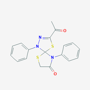 molecular formula C18H15N3O2S2 B283135 3-Acetyl-1,9-diphenyl-4,6-dithia-1,2,9-triazaspiro[4.4]non-2-en-8-one 