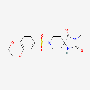 molecular formula C16H19N3O6S B2831354 8-((2,3-二氢苯并[b][1,4]二噁英-6-基)磺酰)-3-甲基-1,3,8-三氮杂螺[4.5]癸烷-2,4-二酮 CAS No. 942006-71-5