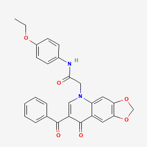 molecular formula C27H22N2O6 B2831364 2-(7-benzoyl-8-oxo-[1,3]dioxolo[4,5-g]quinolin-5-yl)-N-(4-ethoxyphenyl)acetamide CAS No. 866588-63-8