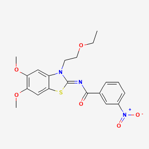 molecular formula C20H21N3O6S B2831368 (Z)-N-(3-(2-ethoxyethyl)-5,6-dimethoxybenzo[d]thiazol-2(3H)-ylidene)-3-nitrobenzamide CAS No. 895448-04-1