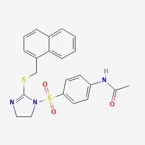 molecular formula C22H21N3O3S2 B2831369 N-[4-[[2-(naphthalen-1-ylmethylsulfanyl)-4,5-dihydroimidazol-1-yl]sulfonyl]phenyl]acetamide CAS No. 868218-67-1