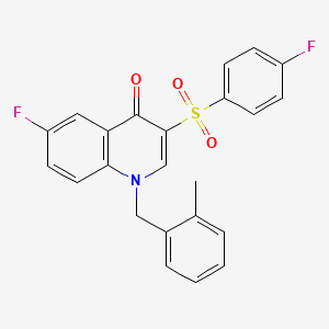 molecular formula C23H17F2NO3S B2831373 6-Fluoro-3-(4-fluorophenyl)sulfonyl-1-[(2-methylphenyl)methyl]quinolin-4-one CAS No. 866809-93-0