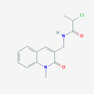 molecular formula C14H15ClN2O2 B2831380 2-Chloro-N-[(1-methyl-2-oxoquinolin-3-yl)methyl]propanamide CAS No. 2411261-60-2