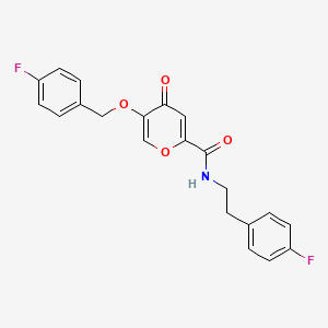 molecular formula C21H17F2NO4 B2831386 5-((4-fluorobenzyl)oxy)-N-(4-fluorophenethyl)-4-oxo-4H-pyran-2-carboxamide CAS No. 1021093-91-3