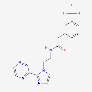 molecular formula C18H16F3N5O B2831401 N-(2-(2-(pyrazin-2-yl)-1H-imidazol-1-yl)ethyl)-2-(3-(trifluoromethyl)phenyl)acetamide CAS No. 2034450-98-9