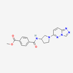 molecular formula C18H18N6O3 B2831404 Methyl 4-((1-([1,2,4]triazolo[4,3-b]pyridazin-6-yl)pyrrolidin-3-yl)carbamoyl)benzoate CAS No. 2034390-65-1