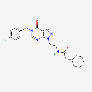 N-(2-(5-(4-chlorobenzyl)-4-oxo-4,5-dihydro-1H-pyrazolo[3,4-d]pyrimidin-1-yl)ethyl)-2-cyclohexylacetamide