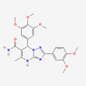 molecular formula C24H27N5O6 B2831406 2-(3,4-Dimethoxyphenyl)-5-methyl-7-(3,4,5-trimethoxyphenyl)-4,7-dihydro-[1,2,4]triazolo[1,5-a]pyrimidine-6-carboxamide CAS No. 538319-56-1
