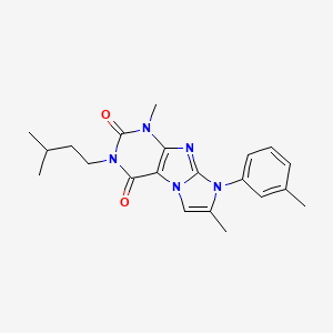 molecular formula C21H25N5O2 B2831416 3-isopentyl-1,7-dimethyl-8-(m-tolyl)-1H-imidazo[2,1-f]purine-2,4(3H,8H)-dione CAS No. 877643-56-6