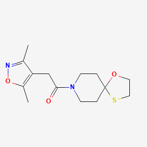 molecular formula C14H20N2O3S B2831417 2-(3,5-二甲基异噁唑-4-基)-1-(1-氧代-4-硫代-8-氮杂螺[4.5]癸烷-8-基)乙酮 CAS No. 1797213-66-1