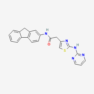 molecular formula C22H17N5OS B2831422 N-(9H-芴-2-基)-2-(2-(嘧啶-2-基氨基)噻唑-4-基)乙酰胺 CAS No. 1226444-36-5