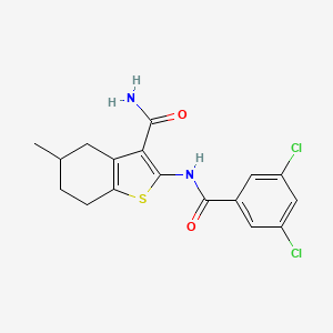 molecular formula C17H16Cl2N2O2S B2831423 2-(3,5-Dichlorobenzamido)-5-methyl-4,5,6,7-tetrahydrobenzo[b]thiophene-3-carboxamide CAS No. 476280-26-9