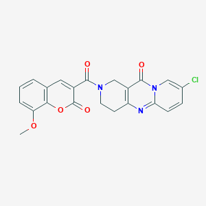molecular formula C22H16ClN3O5 B2831430 8-chloro-2-(8-methoxy-2-oxo-2H-chromene-3-carbonyl)-3,4-dihydro-1H-dipyrido[1,2-a:4',3'-d]pyrimidin-11(2H)-one CAS No. 2034506-24-4