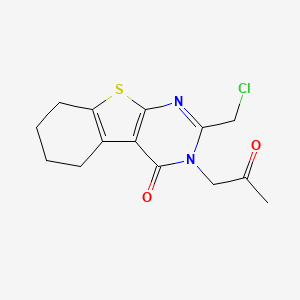 molecular formula C14H15ClN2O2S B2831431 2-(氯甲基)-3-(2-氧代丙基)-5,6,7,8-四氢[1]苯并噻吩-4(3H)-酮 CAS No. 743445-03-6