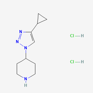 molecular formula C10H18Cl2N4 B2831433 4-(4-环丙基-1,2,3-三唑-1-基)哌啶；二盐酸盐 CAS No. 2415263-16-8