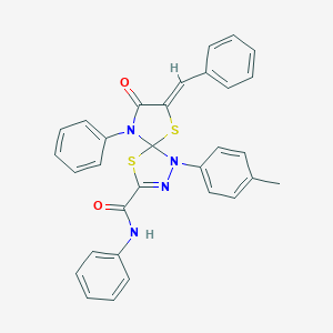 7-benzylidene-1-(4-methylphenyl)-8-oxo-N,9-diphenyl-4,6-dithia-1,2,9-triazaspiro[4.4]non-2-ene-3-carboxamide