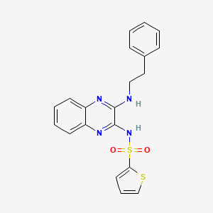 molecular formula C20H18N4O2S2 B2831454 N-(3-(phenethylamino)quinoxalin-2-yl)thiophene-2-sulfonamide CAS No. 714241-85-7