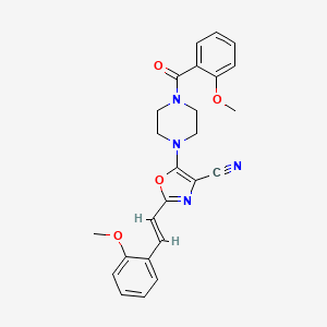 molecular formula C25H24N4O4 B2831458 (E)-5-(4-(2-methoxybenzoyl)piperazin-1-yl)-2-(2-methoxystyryl)oxazole-4-carbonitrile CAS No. 941009-07-0