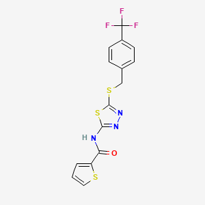 molecular formula C15H10F3N3OS3 B2831461 N-(5-((4-(三氟甲基)苄基)硫代-1,3,4-噻二唑-2-基)噻吩-2-基)乙酰胺 CAS No. 392301-27-8