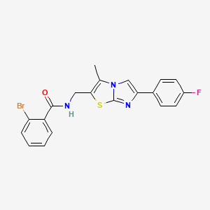 molecular formula C20H15BrFN3OS B2831478 2-bromo-N-((6-(4-fluorophenyl)-3-methylimidazo[2,1-b]thiazol-2-yl)methyl)benzamide CAS No. 1448124-12-6