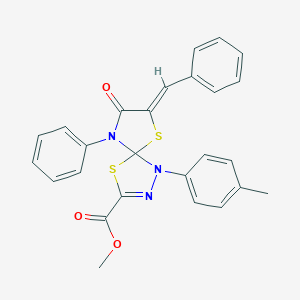 molecular formula C26H21N3O3S2 B283148 Methyl 7-benzylidene-1-(4-methylphenyl)-8-oxo-9-phenyl-4,6-dithia-1,2,9-triazaspiro[4.4]non-2-ene-3-carboxylate 
