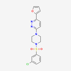 molecular formula C18H17ClN4O3S B2831484 3-(4-((3-Chlorophenyl)sulfonyl)piperazin-1-yl)-6-(furan-2-yl)pyridazine CAS No. 1021126-05-5