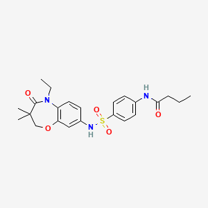 molecular formula C23H29N3O5S B2831487 N-(4-(N-(5-ethyl-3,3-dimethyl-4-oxo-2,3,4,5-tetrahydrobenzo[b][1,4]oxazepin-8-yl)sulfamoyl)phenyl)butyramide CAS No. 921996-03-4