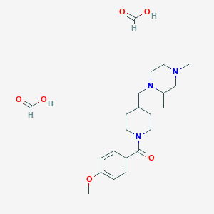 molecular formula C22H35N3O6 B2831489 (4-((2,4-Dimethylpiperazin-1-yl)methyl)piperidin-1-yl)(4-methoxyphenyl)methanone diformate CAS No. 1421496-60-7