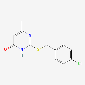 molecular formula C12H11ClN2OS B2831490 2-[(4-Chlorobenzyl)thio]-6-methylpyrimidin-4-ol CAS No. 159333-55-8