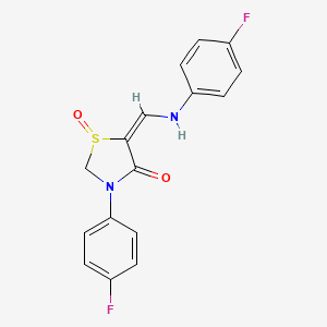 molecular formula C16H12F2N2O2S B2831497 5-[(4-Fluoroanilino)methylene]-3-(4-fluorophenyl)-4-oxo-1,3-thiazolan-1-ium-1-olate CAS No. 338753-14-3