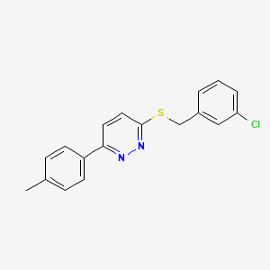 molecular formula C18H15ClN2S B2831498 3-((3-Chlorobenzyl)thio)-6-(p-tolyl)pyridazine CAS No. 872694-76-3