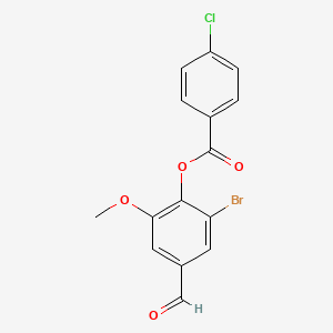 molecular formula C15H10BrClO4 B2831504 2-Bromo-4-formyl-6-methoxyphenyl 4-chlorobenzoate CAS No. 432011-25-1