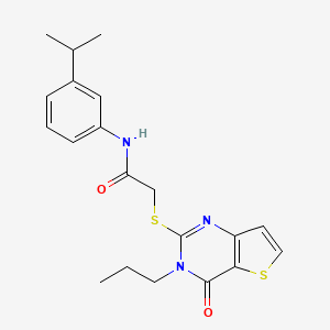 molecular formula C20H23N3O2S2 B2831515 2-({4-oxo-3-propyl-3H,4H-thieno[3,2-d]pyrimidin-2-yl}sulfanyl)-N-[3-(propan-2-yl)phenyl]acetamide CAS No. 1252889-87-4