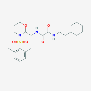 N1-(2-(cyclohex-1-en-1-yl)ethyl)-N2-((3-(mesitylsulfonyl)-1,3-oxazinan-2-yl)methyl)oxalamide