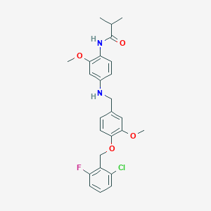 molecular formula C26H28ClFN2O4 B283152 N-[4-({4-[(2-chloro-6-fluorobenzyl)oxy]-3-methoxybenzyl}amino)-2-methoxyphenyl]-2-methylpropanamide 