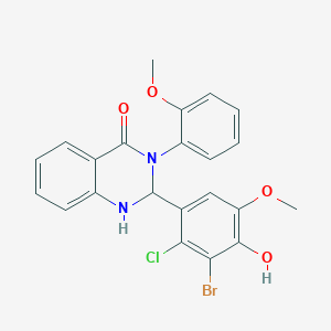molecular formula C22H18BrClN2O4 B283153 2-(3-bromo-2-chloro-4-hydroxy-5-methoxyphenyl)-3-(2-methoxyphenyl)-2,3-dihydro-4(1H)-quinazolinone 