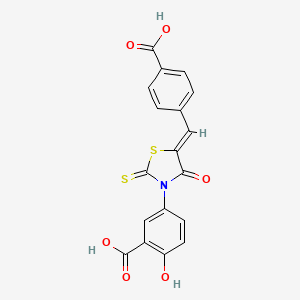 molecular formula C18H11NO6S2 B2831549 5-[(5Z)-5-[(4-carboxyphenyl)methylidene]-4-oxo-2-sulfanylidene-1,3-thiazolidin-3-yl]-2-hydroxybenzoic acid CAS No. 853903-75-0