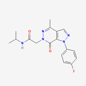 molecular formula C17H18FN5O2 B2831559 2-(1-(4-氟苯基)-4-甲基-7-氧代-1H-吡唑并[3,4-d]吡啉-6(7H)-基)-N-异丙基乙酰胺 CAS No. 955851-41-9