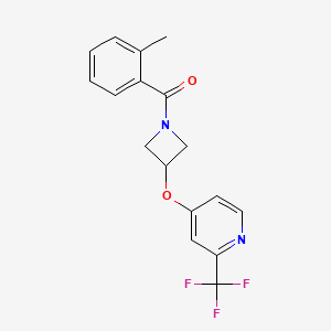 molecular formula C17H15F3N2O2 B2831564 (2-Methylphenyl)-[3-[2-(trifluoromethyl)pyridin-4-yl]oxyazetidin-1-yl]methanone CAS No. 2380175-26-6