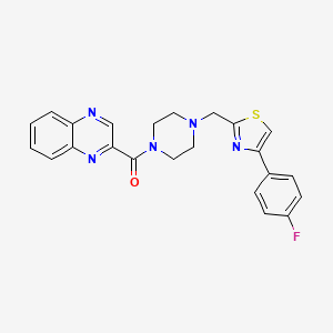 molecular formula C23H20FN5OS B2831568 (4-((4-(4-Fluorophenyl)thiazol-2-yl)methyl)piperazin-1-yl)(quinoxalin-2-yl)methanone CAS No. 1202995-65-0