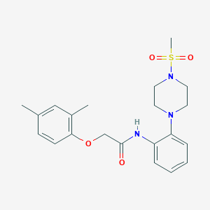 molecular formula C21H27N3O4S B283157 2-(2,4-dimethylphenoxy)-N-{2-[4-(methylsulfonyl)-1-piperazinyl]phenyl}acetamide 